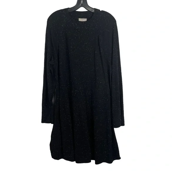 LOFT outlet black heathered sweater dress crew neck long sleeve woman XL  casual